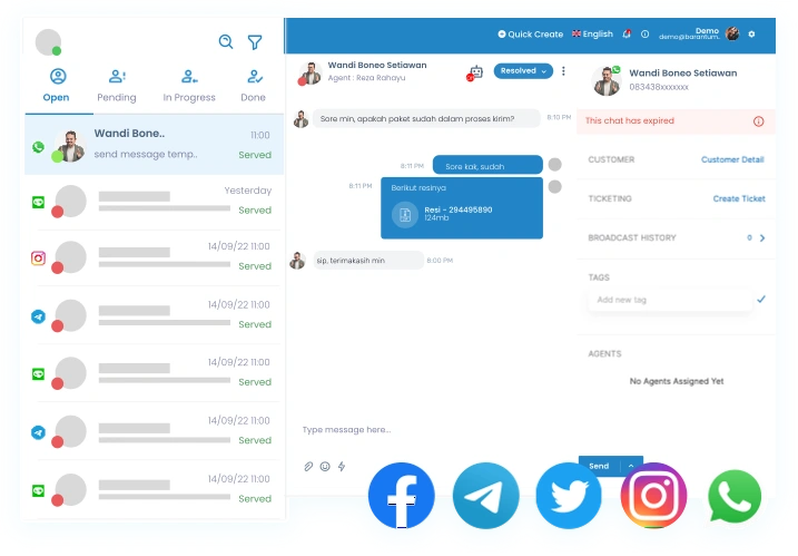 Barantum - Aplikasi Omnichannel Chat - Fitur Omnichannel