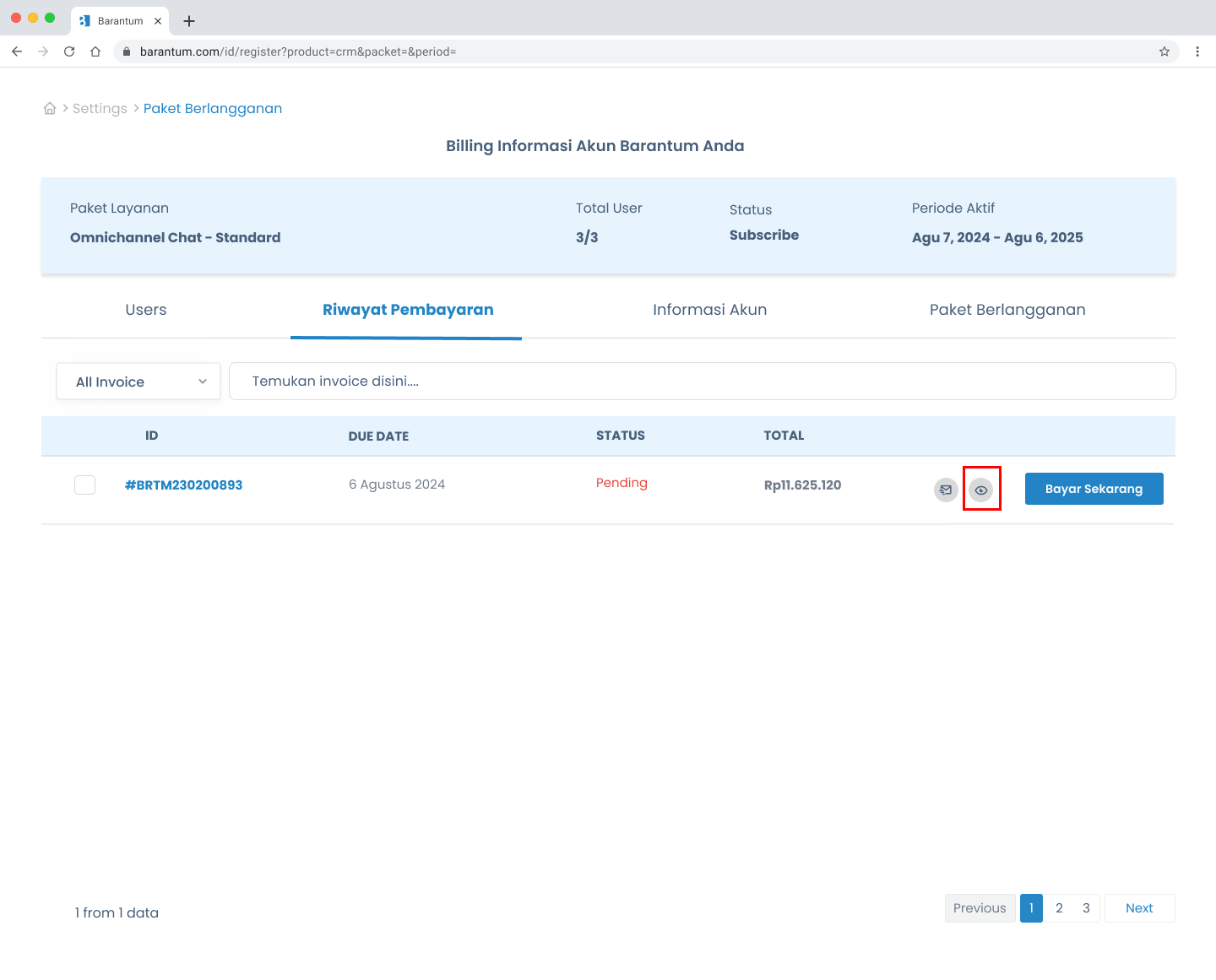 langganan mandiri - info billing unpaid